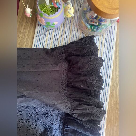 Ulla Johnson Bea Black  Midi Dress Embroidered  Ruffles Sleeve Sz 8 NWT - Picture 12 of 17